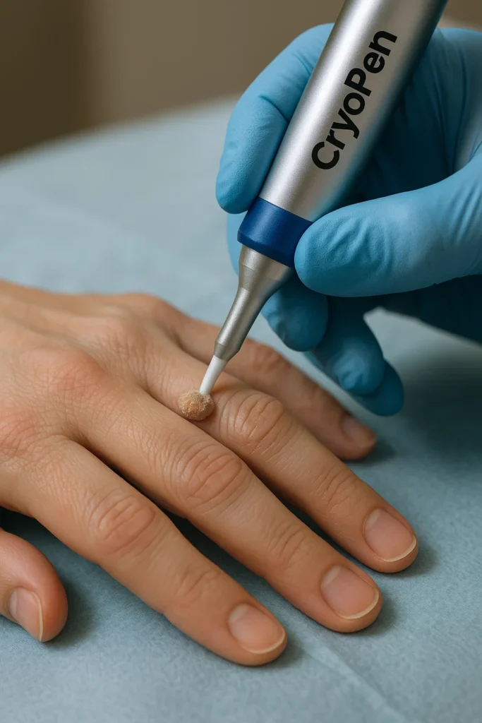 example of cryopen wart removal Northwood Hills treatment on a persons finger