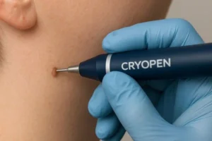 Person receiving skin tag removal Northwood Hills